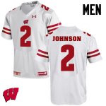 Men's Wisconsin Badgers NCAA #2 Patrick Johnson White Authentic Under Armour Stitched College Football Jersey ZG31X34BQ